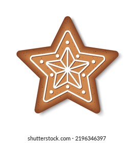 Gingerbread in the form of a star on a white background. Vector illustration for design.