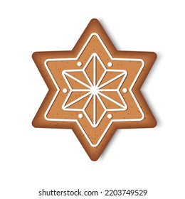 Gingerbread in the form of a star on a white background. 