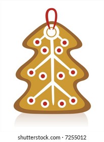 Gingerbread fur-tree and his shadow on a white background.