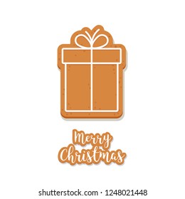 Gingerbread Gift box cookie christmas greetings isolated background