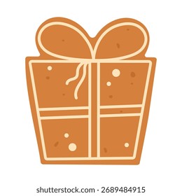 Biscoito de caixa de presente de biscoito de gengibre. Doces de Natal. Ilustração isolada de vetor plano
