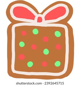 gingerbread gift box line art drawing