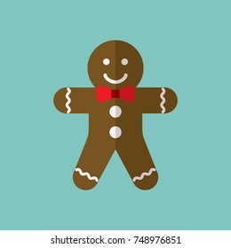 Gingerbread Ginger Bread Man Coocie Bake Sweet Traditional Food Xmas Christmas Flat Icon