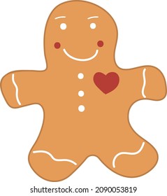 Gingerbread. Ginger cookie. Single element. White background. Illustration. Vector.