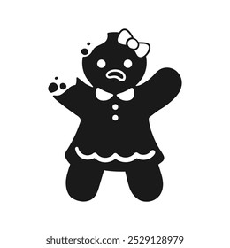 Gingerbread girl with bite icon. Simple illustration of gingerbread man vector silhouette for web design isolated on white background