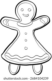 Ilustración vectorial de contorno de galleta de niña de jengibre