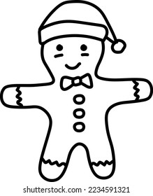Gingerbread with hat hand drawn  icon vector design