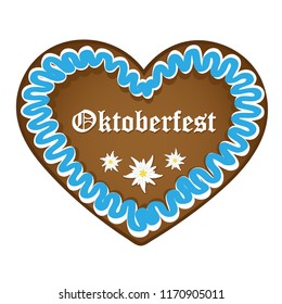 gingerbread heart blue white oktoberfest vector illustration EPS10