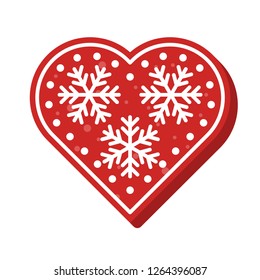 gingerbread heart cookie icon flat design editable line detail