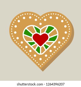 gingerbread heart cookie icon flat design editable line detail