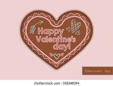 Gingerbread heart decorated colored icing