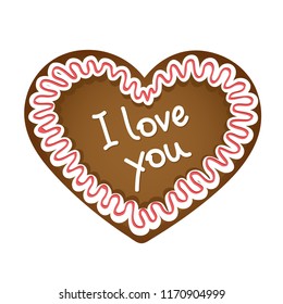 gingerbread heart i love you typography vector illustration EPS10