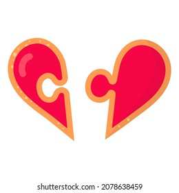 Gingerbread heart puzzle cookie with icing for Valentine's Day or wedding.