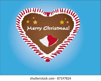 Gingerbread Heart in red-white with frosty
