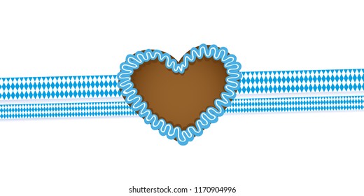 gingerbread heart and ribbon bavaria colors vector illustration EPS10