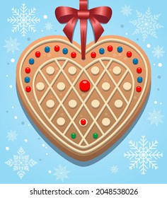 Gingerbread heart. Vector illustration of gingerbread cookies.