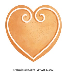 Gingerbread hearts decorated  in watercolor style.