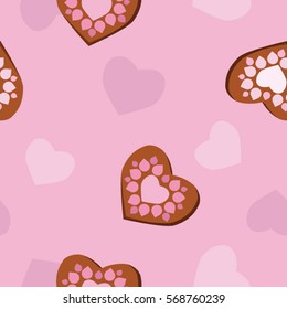 Gingerbread hearts - vector background