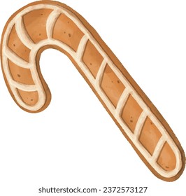 Gingerbread holiday biscuit or cookie hand-drawing color look yummy and cozy