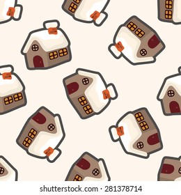 Gingerbread house , cartoon seamless pattern background