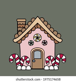 Gingerbread House Cartoon Vector Illustration 