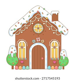 Gingerbread house - Christmas cookie vector illustration.