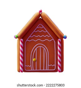 Gingerbread house. Christmas cookies and candy. Isolated 3D Vector illustration 