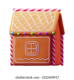 Gingerbread house. Christmas cookies and candy. Isolated 3D Vector illustration 