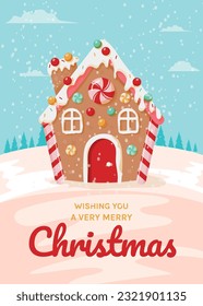 Gingerbread house Christmas scene card