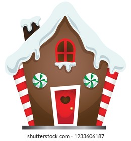 Gingerbread house cookie Cute cartoon Christmas Decoration Isolated Vector Illustration