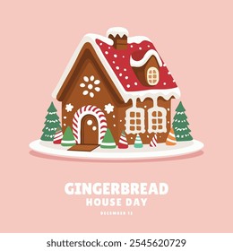 Gingerbread House Day background. Vector illustration.