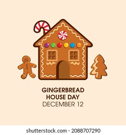 Gingerbread House Day vector. Christmas gingerbread cookies icon set vector. Gingerbread House Day Poster, December 12. Important day