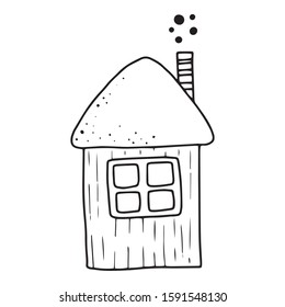 Gingerbread house decorated colored icing. Holiday cookie in shape of christmas house.  