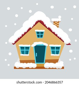 Gingerbread house. Festive food, New Year's sweets. Winter illustration