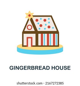 Gingerbread House flat icon. Colored element sign from christmas collection. Flat Gingerbread House icon sign for web design, infographics and more.