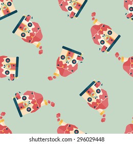 Gingerbread house flat icon, eps10 seamless pattern background