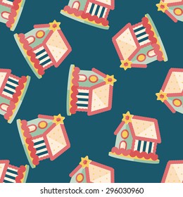 Gingerbread house flat icon, eps10 seamless pattern background