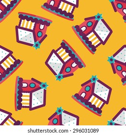 Gingerbread house flat icon, eps10 seamless pattern background