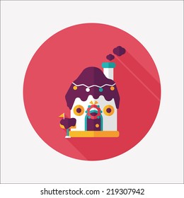 Gingerbread house flat icon with long shadow,eps10