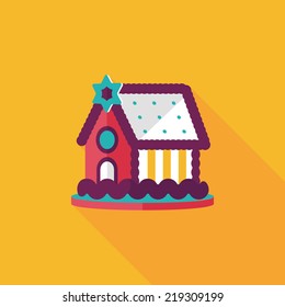 Gingerbread house flat icon with long shadow,eps10