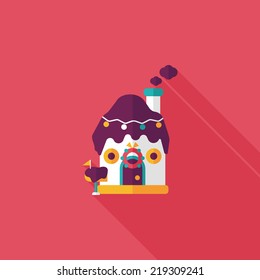 Gingerbread house flat icon with long shadow,eps10