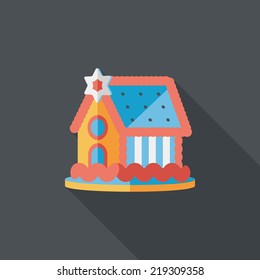 Gingerbread house flat icon with long shadow,eps10