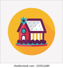 Gingerbread house flat icon with long shadow,eps10