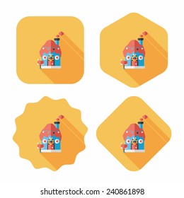 Gingerbread house flat icon with long shadow, eps10