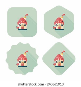 Gingerbread house flat icon with long shadow, eps10