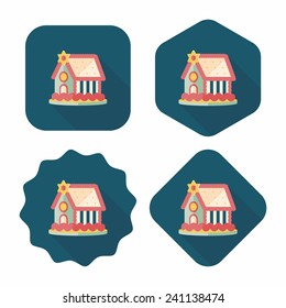 Gingerbread house flat icon with long shadow,eps10