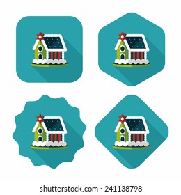 Gingerbread house flat icon with long shadow,eps10