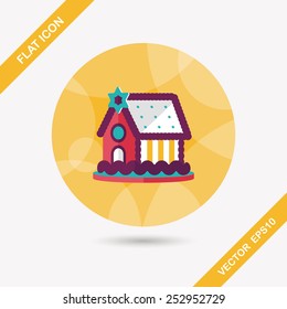 Gingerbread house flat icon with long shadow,eps10