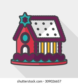 Gingerbread house flat icon with long shadow,eps10