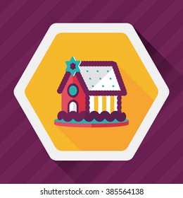 Gingerbread house flat icon with long shadow,eps10